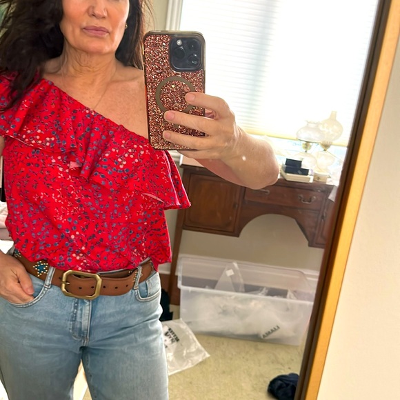 Sexy watermelon color, one-shoulder top. New from Neiman Marcus. Sz medium. - Picture 8 of 8